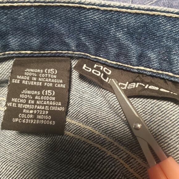 Vintage No Boundaries Size 15 (32x30) Cotton Split Flare Jeans Aztec Red Boho - Picture 6 of 10